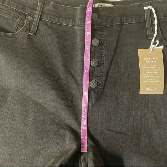 Madewell Black Wash Raw Hem Button-Fly 9” High-Rise Skinny Jeans Size 37P NWT - Picture 6 of 14